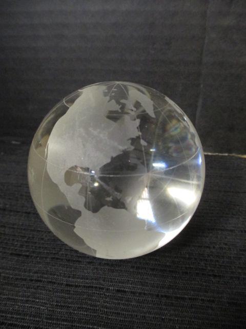 Etched World Globe Paperweight