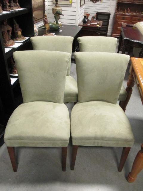 Set of Four Crate and Barrel Upholstered Slipper Chairs