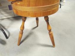 3 Legged Banded Barrel Top Sewing Table with Sundries