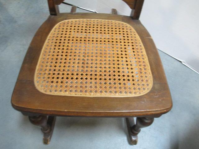 Small Cane-Seat Rocker With Splat Back