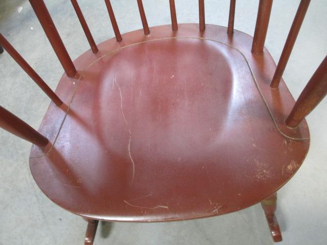 Barn Red Painted Rocker With Gilded Fruit Detailing