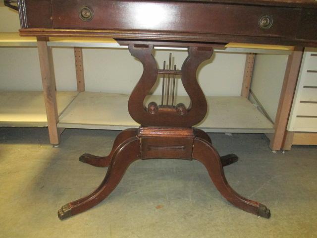 Drop-Leaf Harp Base Foyer Table With Drawer