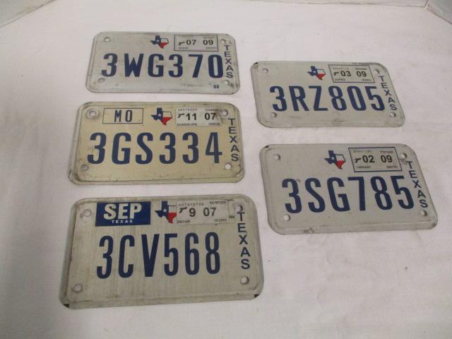 Five Texas Motorcycle License Plates