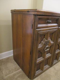 Vintage Sewing Machine Cabinet with Supply Storage