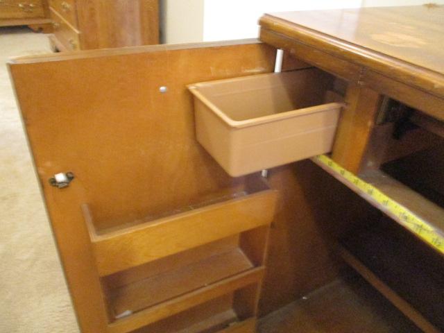 Vintage Sewing Machine Cabinet with Supply Storage