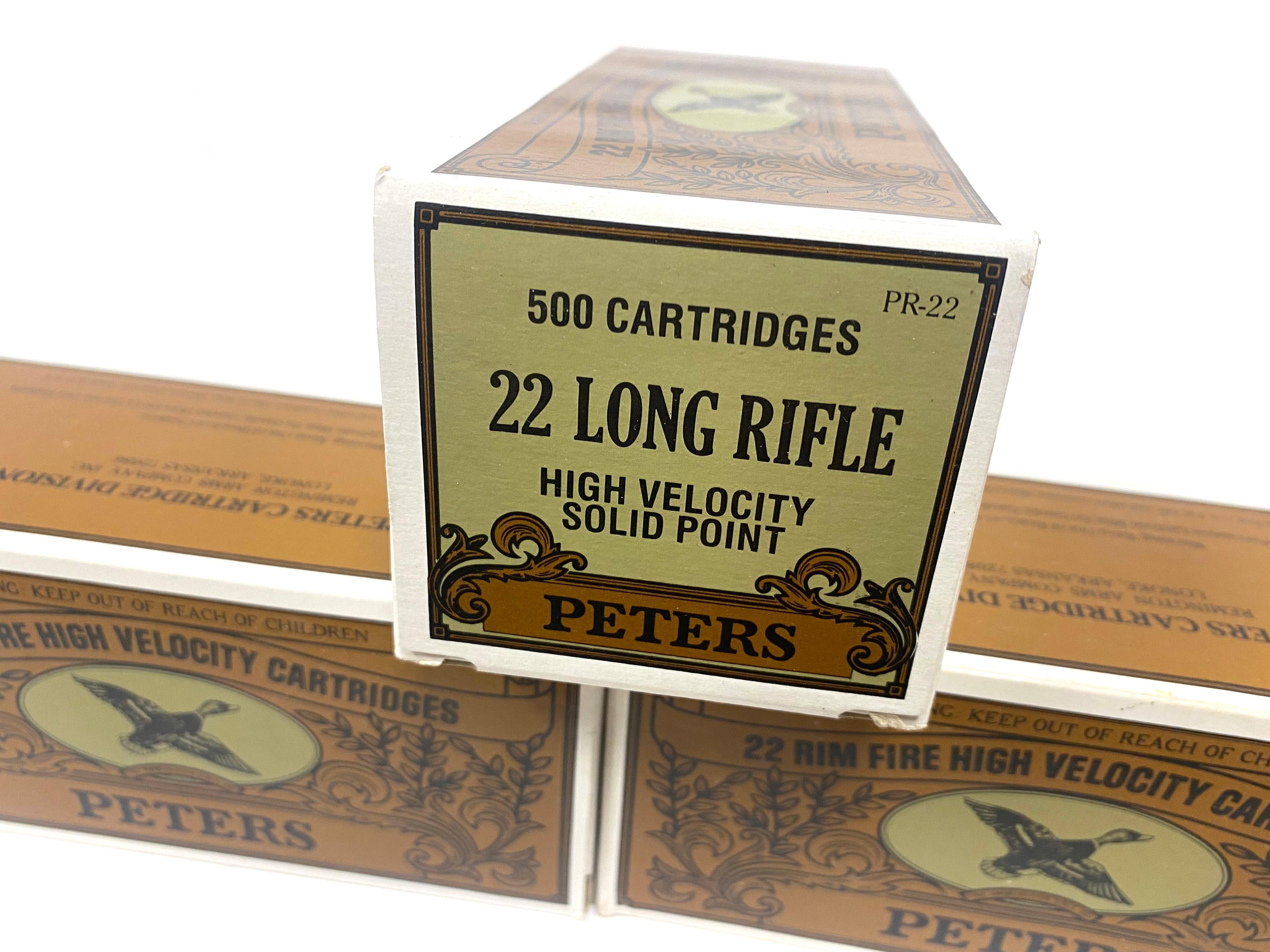 NIB 1500rds. of .22 LR Peters High Velocity Solid Point Ammunition