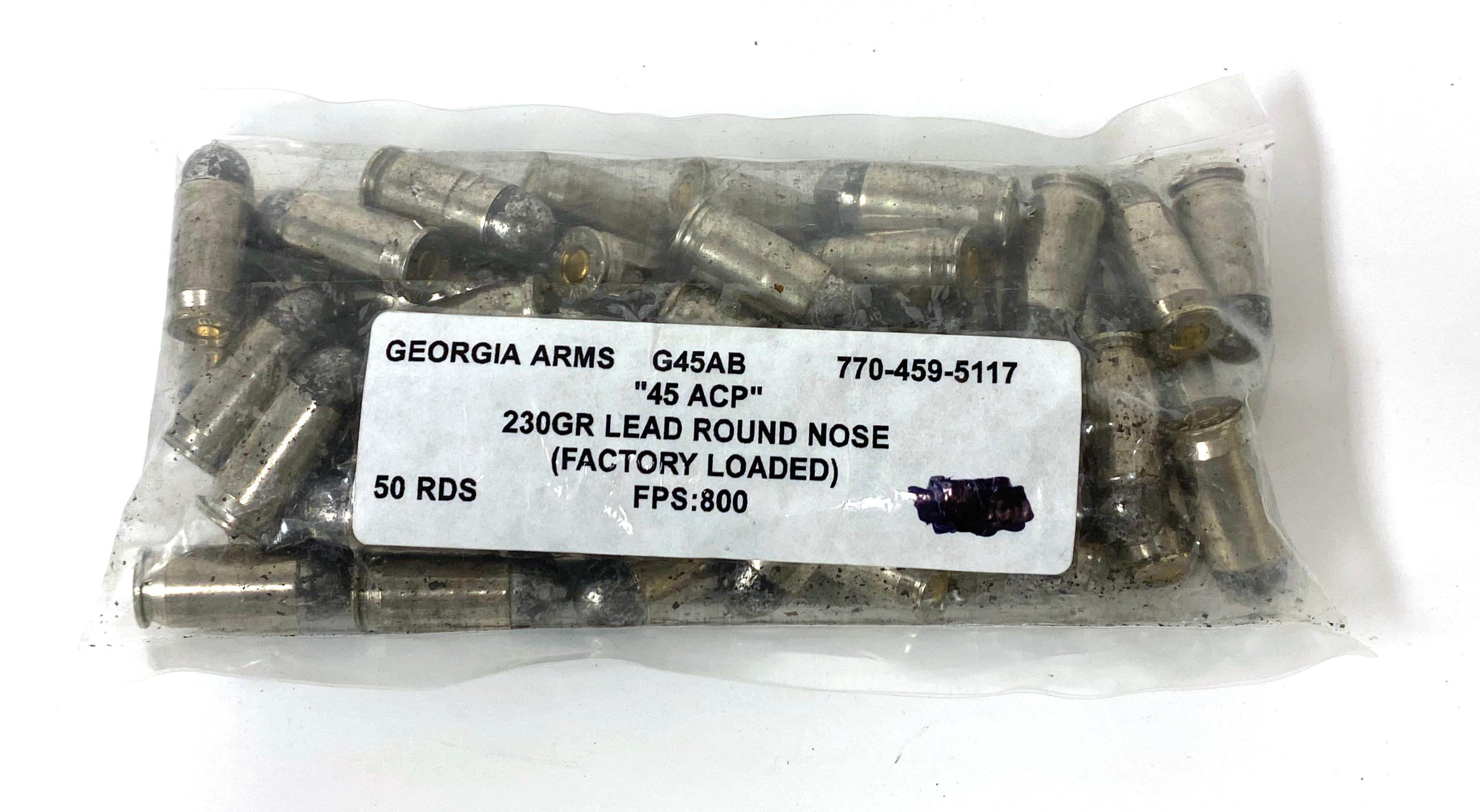 NIB 50rds. of .45 ACP 230gr. Georgia Arms (Factory Loaded) Lead Round Nose Ammunition