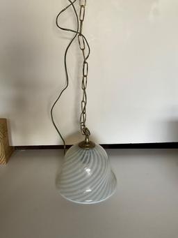 Vintage Translucent White Swirl Hanging Lamp