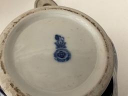 Vintage or Antique Royal Doulton Blue, White & Gold Biscuit Jar
