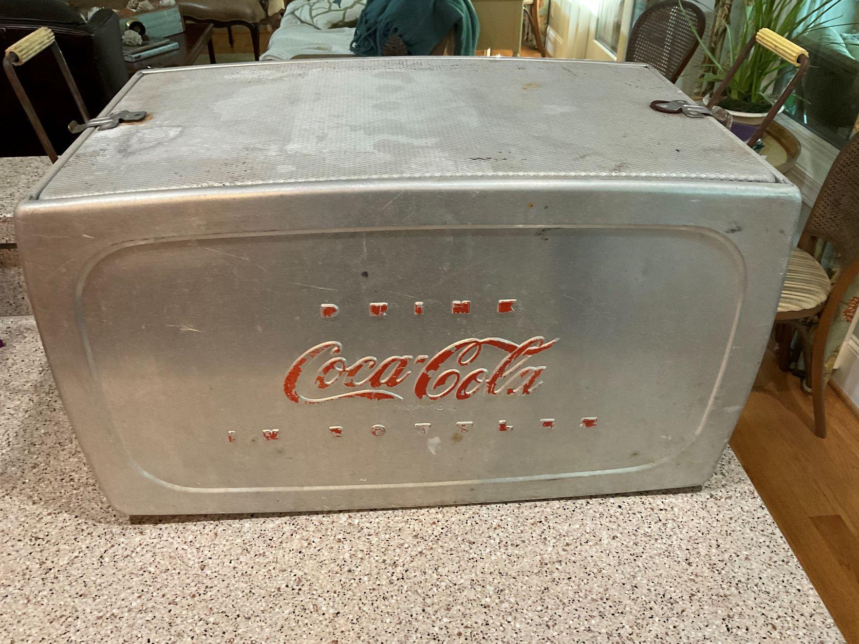 Drink Coca in Bottles Vintage Grey Aluminum Cooler