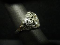 14k White Gold Vintage Ring w/ Diamonds