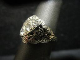 14k White Gold Vintage Ring w/ Diamonds
