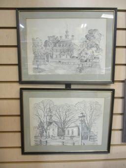 Pair Of Framed And Matted Williamsburg Scenes