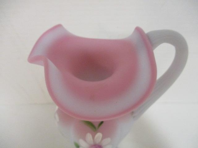 Signed Fenton Custard Glass Pitcher