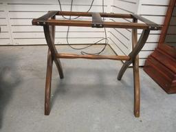 Leather & Wood Folding Luggage Rack