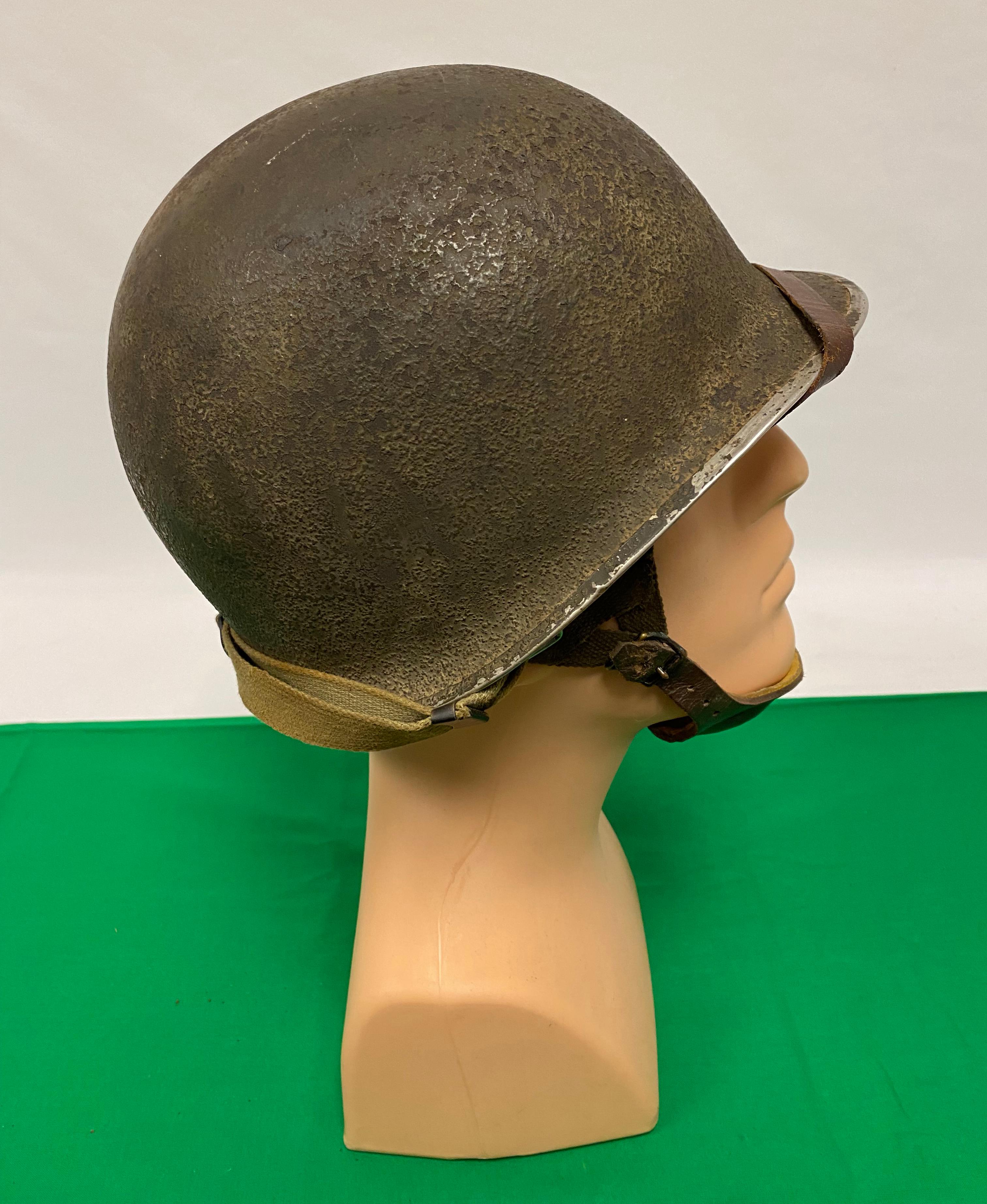 US WWII Front Seam M1 Paratrooper Helmet with Chin Cup Strap & Liner