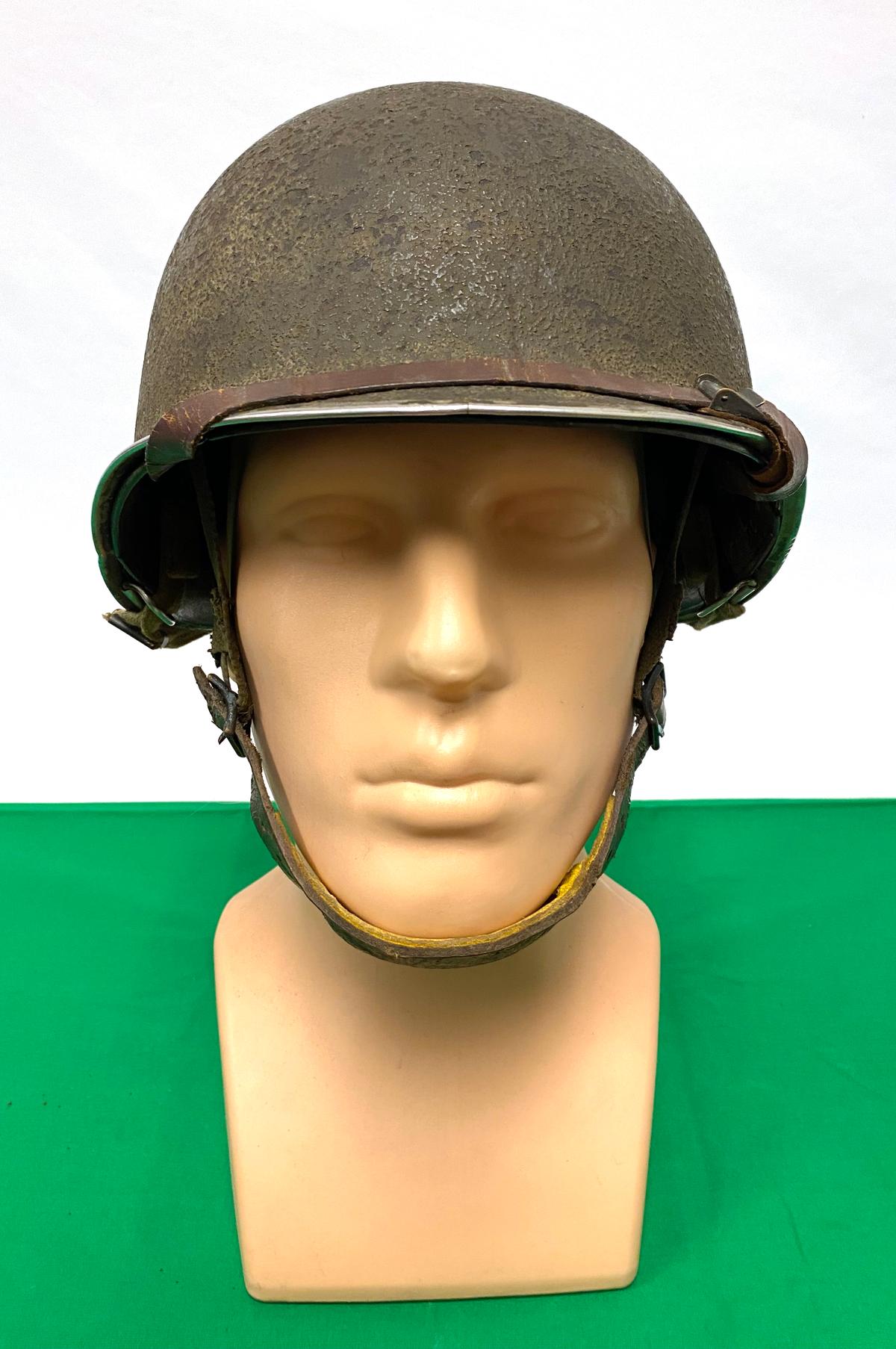US WWII Front Seam M1 Paratrooper Helmet with Chin Cup Strap & Liner