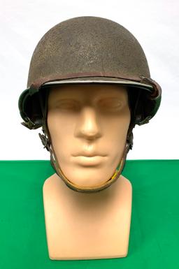 US WWII Front Seam M1 Paratrooper Helmet with Chin Cup Strap & Liner