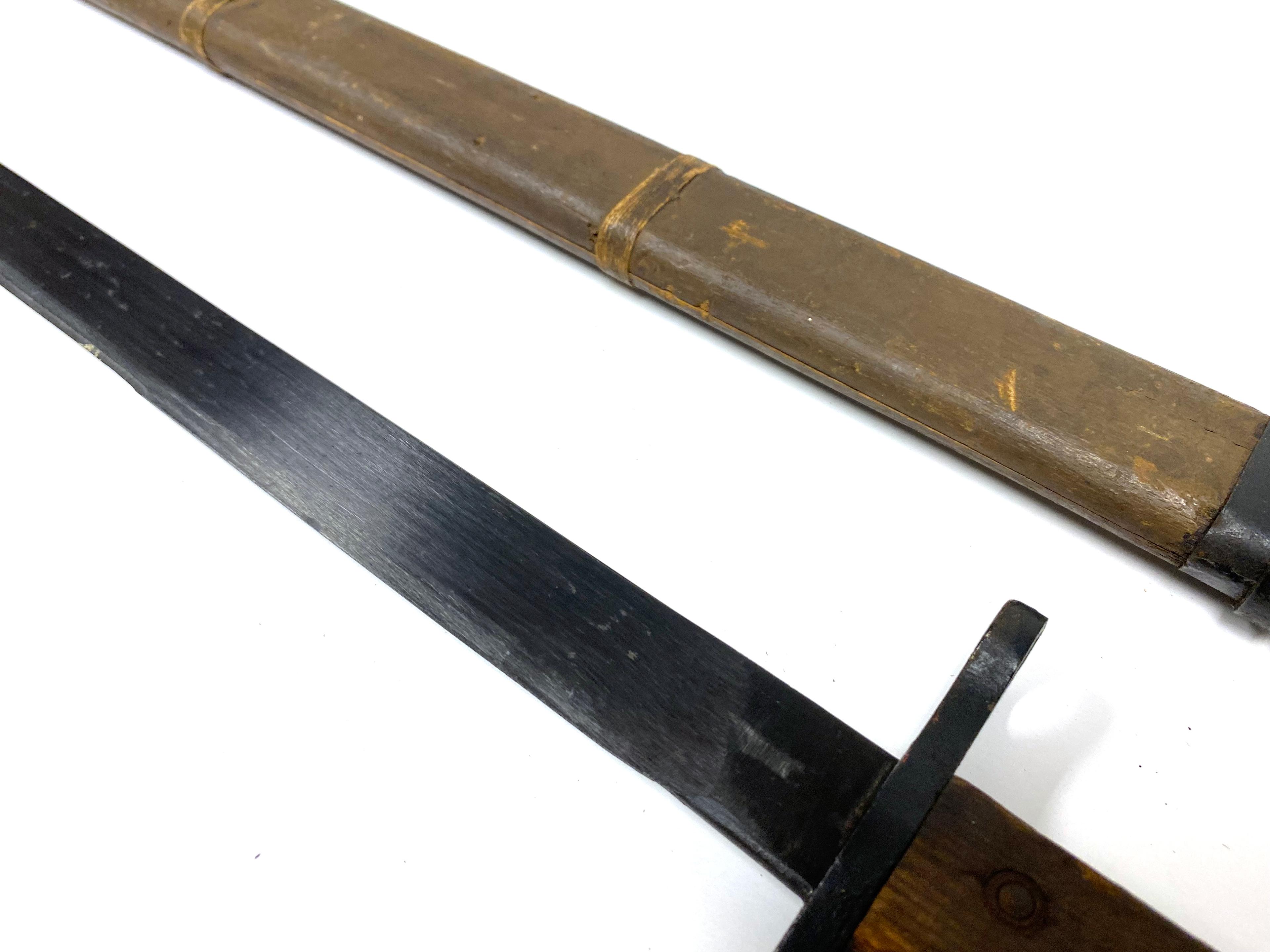 RARE Excellent Japanese Late WWII Arisaka Type 30 Bayonet by Toyoda with Wooden Scabbard