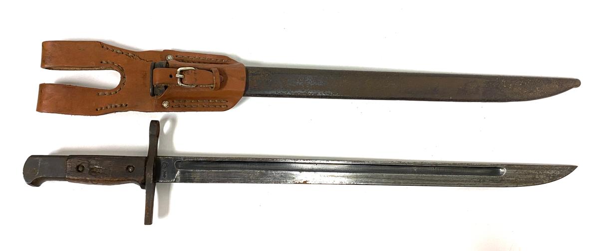 Japanese WWII Arisaka Type 30 Bayonet by National Denki with Scabbard & Frog