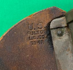 Original US WWII 1942 Dated M1 Garand Rifle Leather Jeep Scabbard by Fulton Leather Goods