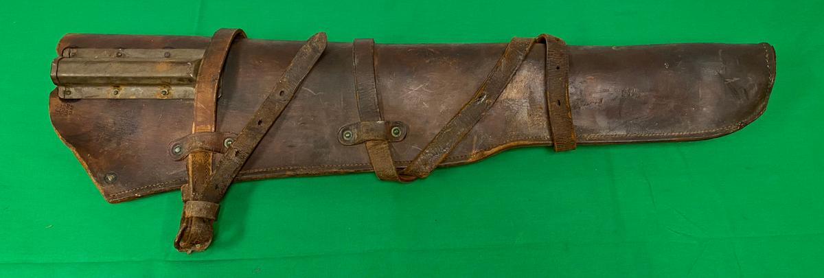 Original US WWII 1942 Dated M1 Garand Rifle Leather Jeep Scabbard by Fulton Leather Goods
