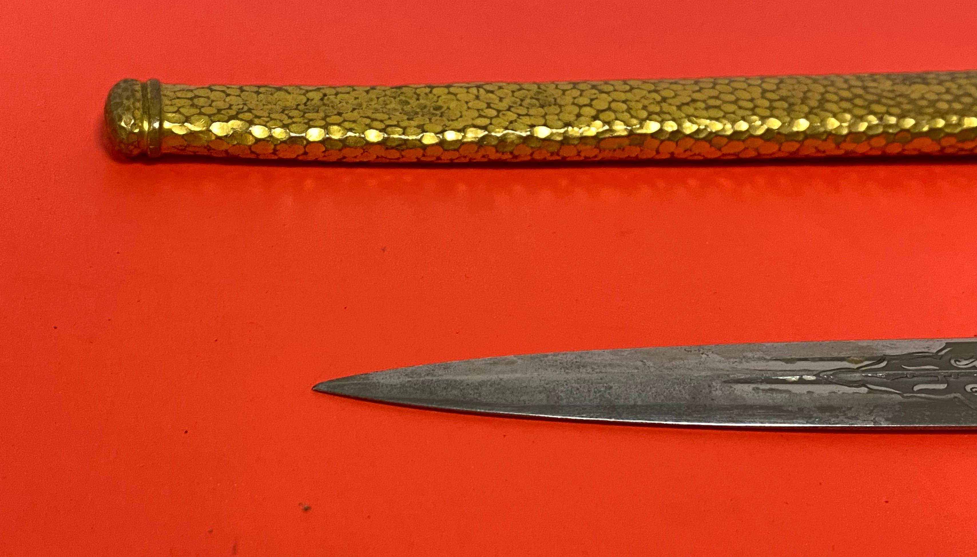 WWII German Kriegsmarine Naval Officers Dagger by Carl Eickhorn with Hammered Scabbard