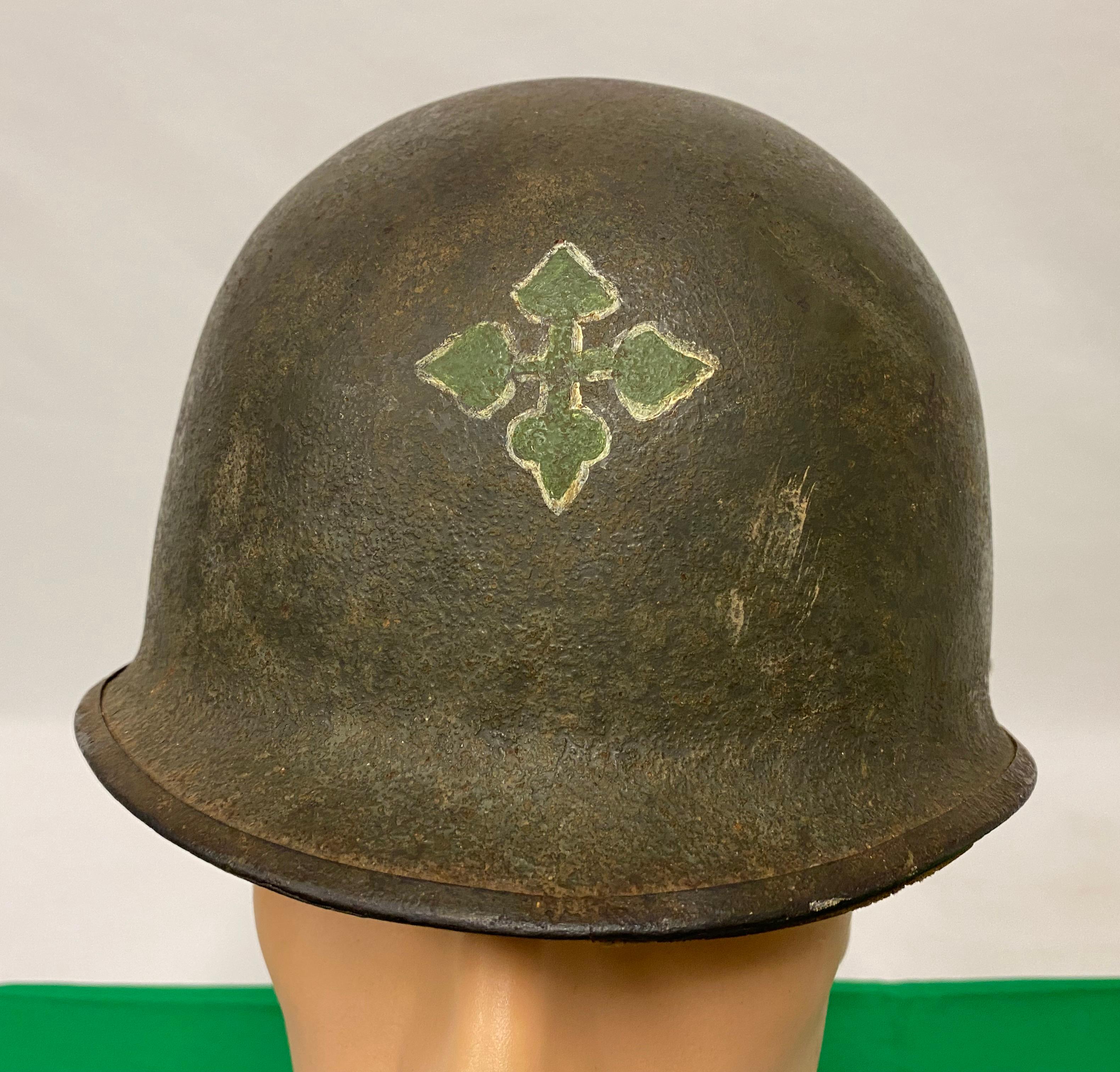 US 4th Infantry M1 Helmet with Liner & Chinstrap