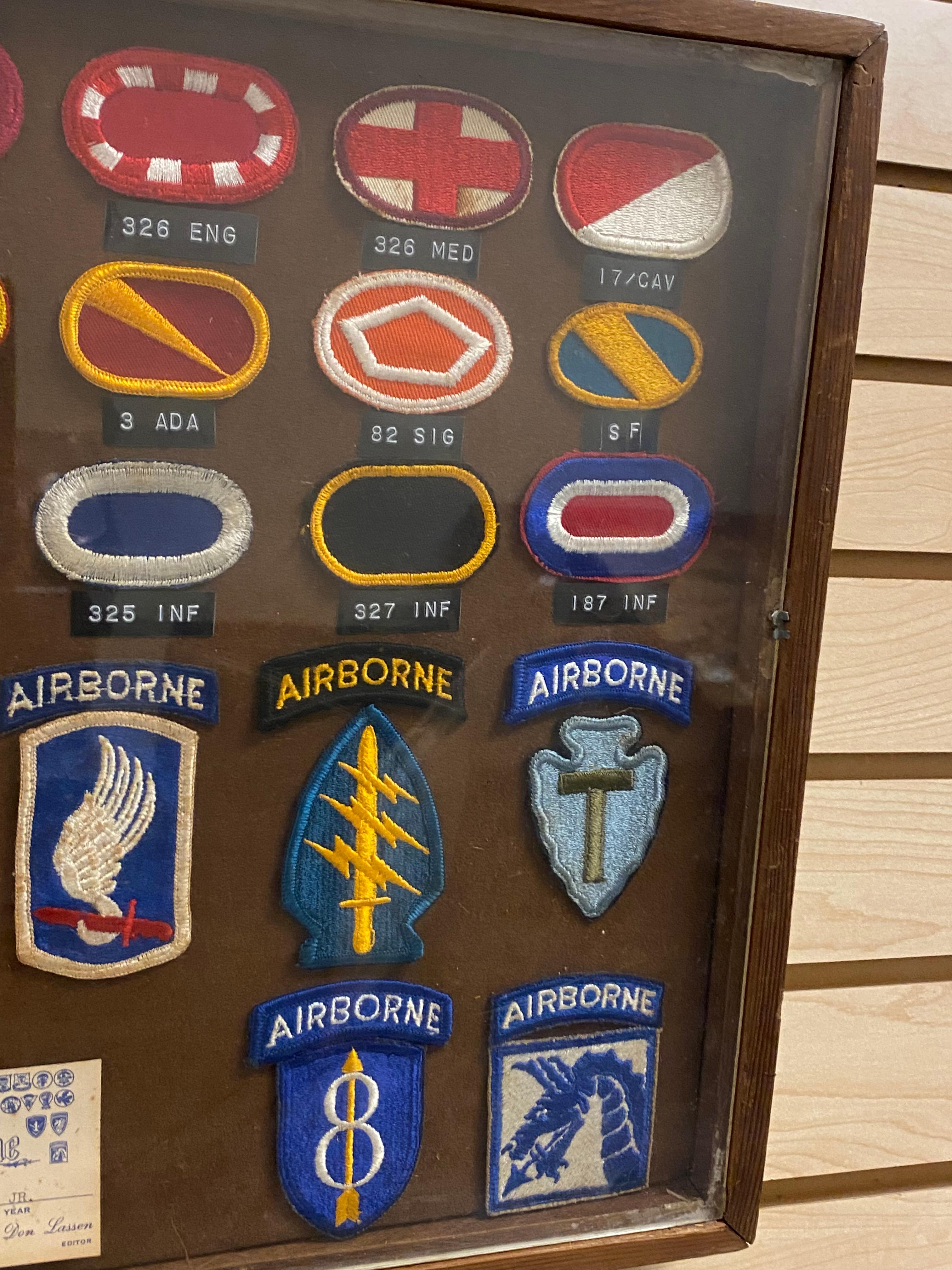 Vet Assembled Display - Wing Flashes US Army Paratroop Unit Patches ft. RARE RT WEST VIRGINIA PATCH