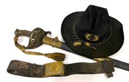 Civil War NY Cavalry Officer's Lot - Sword, Belt, Hat