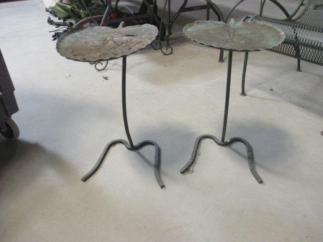 2 Wrought Iron Leaf Shaped Side Tables