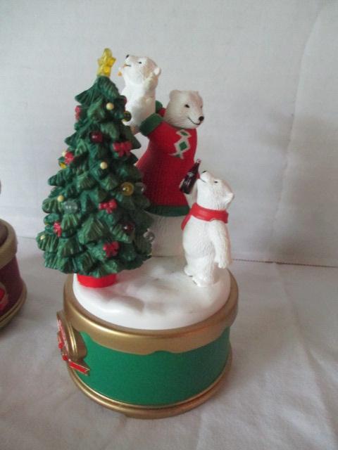 Four Coca-Cola Collection Christmas Music Boxes