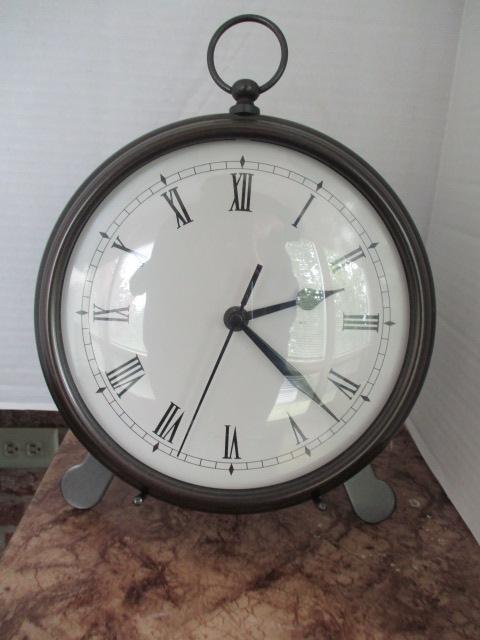 Pottery Barn Pocket Watch Style Quartz Desk Clock on Stand