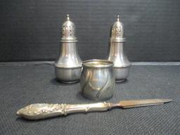 Pair of International Silver Co. Silverplated Shakers, Sterling Handle Nail File and