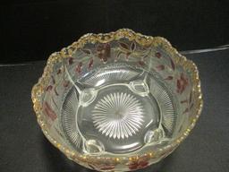 Vintage EAPG Ruby Flash "Flora Dora" Footed Centerpiece Bowl