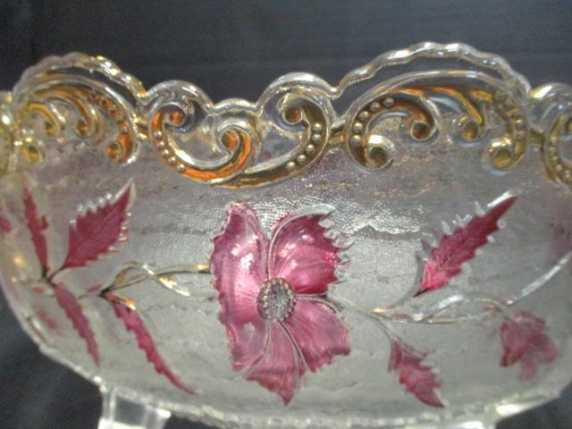 Vintage EAPG Ruby Flash "Flora Dora" Footed Centerpiece Bowl