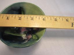 Vintage Small Majolica Vase and Moorcroft England Porcelain Finger Bowl