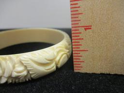 Pre-Ban Carved Ivory Bangle Bracelet