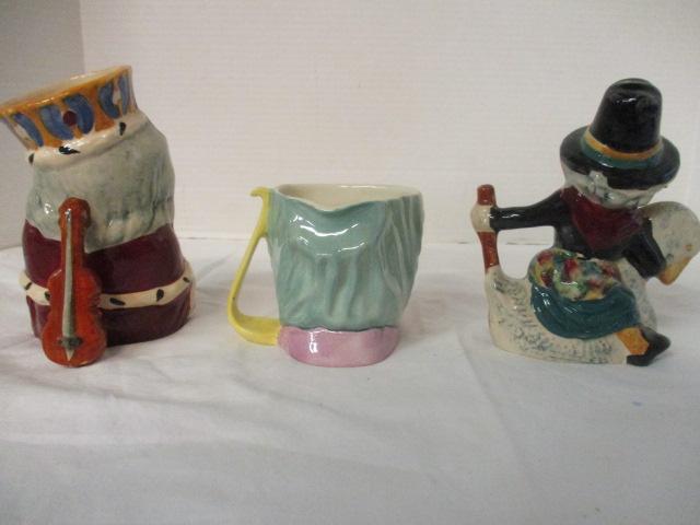 Three Vintage Staffordshire Hand Painted Character Ware Creamers