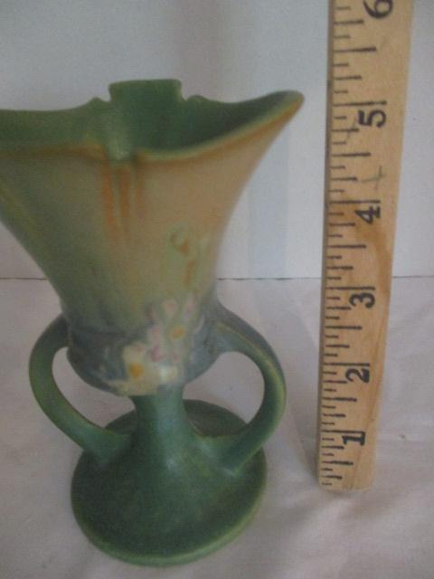 Vintage Roseville Small Jardiniere White Rose Planter and Small Urn Vase