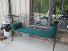 Scroll Arm Wrought Iron Bench w/ Removeable Cushions