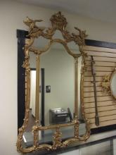 Ornate Gilt Hoho Bird Chinoiserie Style Panel Mirror