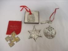 Five Sterling Christmas Ornaments