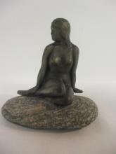 "Little Mermaid" Cast Metal Statue with Stone Base