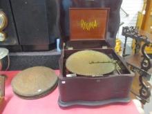 Late 1800's Regina Music Box with 8" Copper Player Disc
