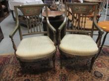 Pair of Hand Decorated French Style Armchairs
