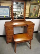 Vintage Maple Vanity and Bench