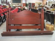 Full Size Mahogany Finish Poster Bed with Wood Rails