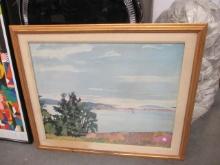 1970 Framed "View of Barred Island" Print