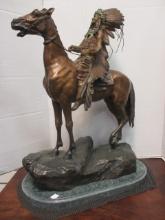 Carl Kauba "Indian Chief on Horse" Bronze Sculpture